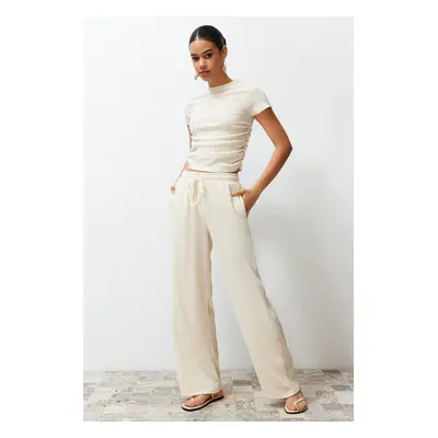 Trendyol Premium Stone Wide Leg Pants Flexible Knitted