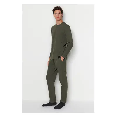 Trendyol Khaki Regular Fit Waffle Knitted Pajamas Set