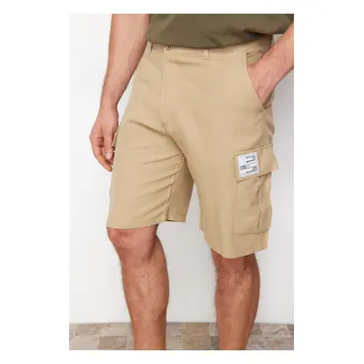 Trendyol Beige Regular Fit Label Detailed Shorts