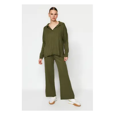 Trendyol Khaki Oversize pletené oblečení dvoudílná sada