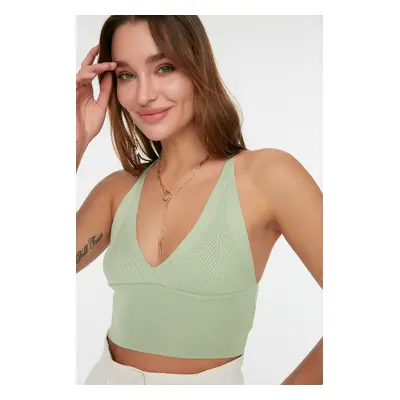 Trendyol Mint Super Crop Pletený Svetr Detailním Zadním Výstřihem