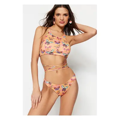 Trendyol Animal Patterned Regular Leg Bikini Bottom