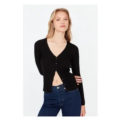 Trendyol Black Basic Pletené zboží s výstřihem do V Cardigan Pletené oblečení Cardigan