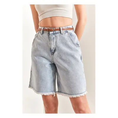 Bianco Lucci Women's Tasseled Denim Shorts