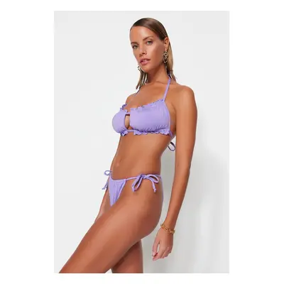 Trendyol Lilac Tunnel High Leg Bikini Bottom