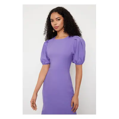 Trendyol Lilac Bodycon Balloon Sleeve Midi Woven Dress