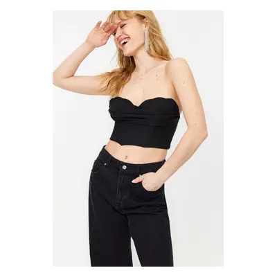 Trendyol Black Crop Woven Bustier