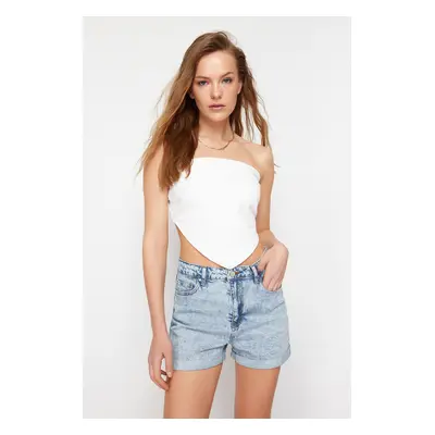 Trendyol Light Blue Folded Leg Denim Shorts