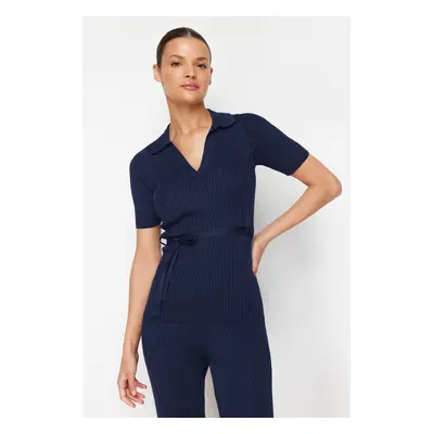 Trendyol Navy Blue Knitwear Top-Bottom Set