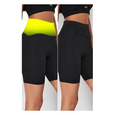 Trendyol Black Waist Extra Recovery Micro Hole Knitted Sports Biker/Cyclist/Short Leggings