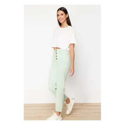 Trendyol Green Front Buttoned High Waist Straight Jeans