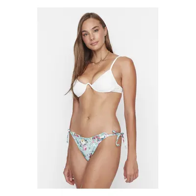 Trendyol Mint Floral Pattern Tie Bikini Bottoms