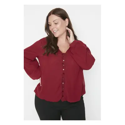 Trendyol Curve Claret Red Chiffon Woven Blouse