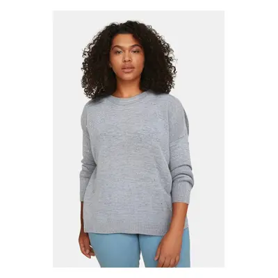 Trendyol Curve Gray Crew Neck Stone Knitwear Sweater