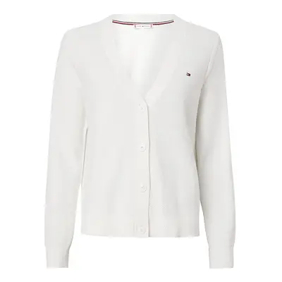 Tommy Hilfiger Cardigan - ORG CO TEXTURE V-NK CARDIGAN white