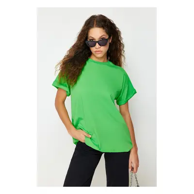 Trendyol Green 100% Cotton Crew Neck Oversize/Wide Pattern Knitted T-Shirt