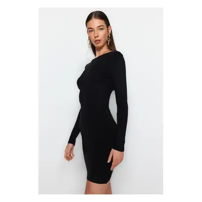 Trendyol Black Mini Knitwear Back Pearl Detailed Dress