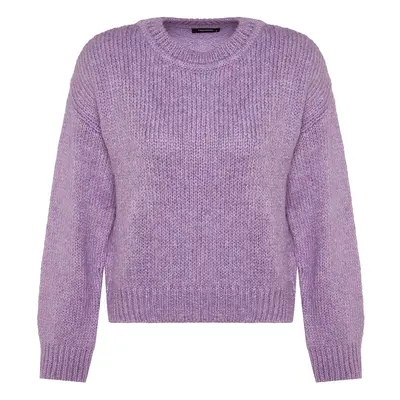 Trendyol Lilac Wide Fit Měkký texturovaný základní pletený svetr