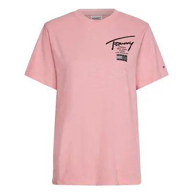 Tommy Jeans T-Shirt - TJW RLXD MODERN SIGNATURE SS pink