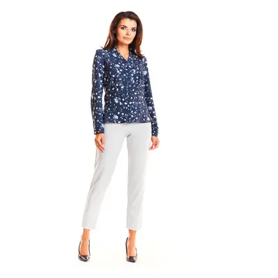 Infinite You Woman's Blouse M176 Navy Blue Flowers