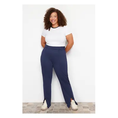 Trendyol Curve Navy Blue Piping Detailed Thin Jogger 100% Cotton Knitted Sweatpants