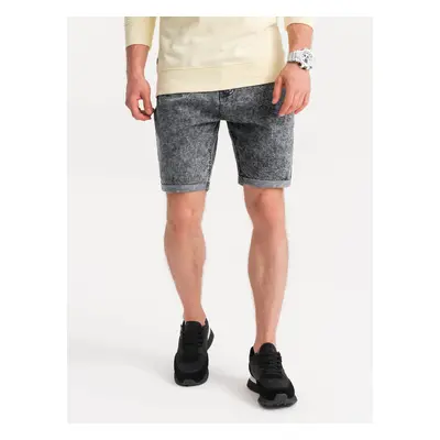 Ombre Men's denim marbled shorts - gray