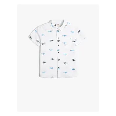 Koton Shirt Short Sleeve Cotton Printed Pocket Detail