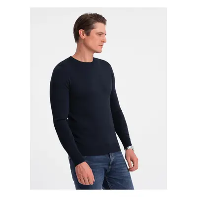 Ombre Classic men's sweater with round neckline - navy blue