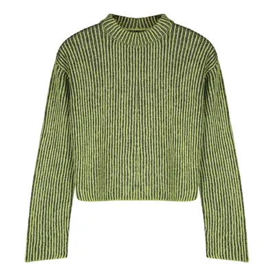 Trendyol Green Crop Soft Texture Crew Neck Knit Sweater