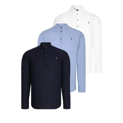 TRIPLE SET G783 DEWBERRY JUDGE COLLAR SHIRT-NAVY-BLUE-WHITE-BLUE