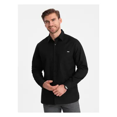 Ombre Men's cotton shirt with pocket REGULAR FIT - black