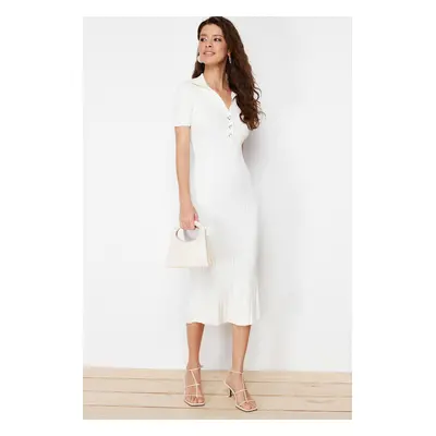 Trendyol Bone Maxi Knitwear Polo Neck Dress