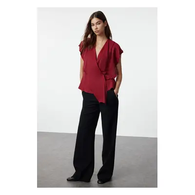 Trendyol Claret Red Knot Detailed Woven Blouse