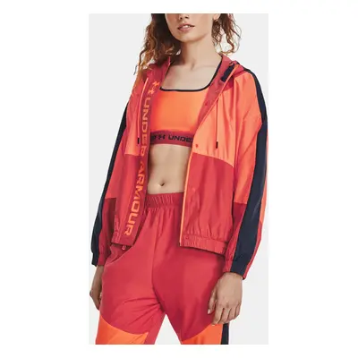 Under Armour Bunda UA Rush Woven FZ Jacket-RED - Dámské