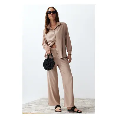 Trendyol Stone Shirt-Pants Woven Bottom-Top Set