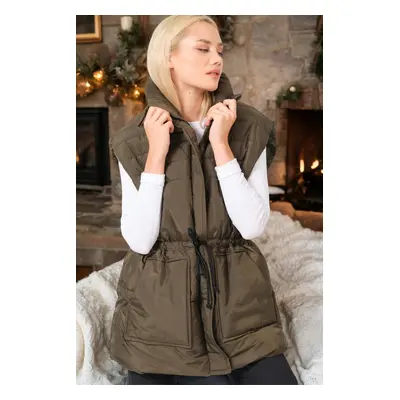 Z6747 DEWBERRY WOMEN'S VEST-PLAIN KHAKI