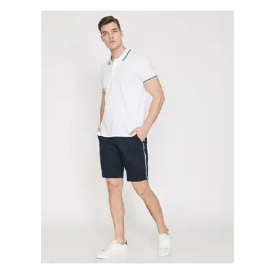 Koton Men's Navy Blue Normal Waist Shorts with Pocket Detail.