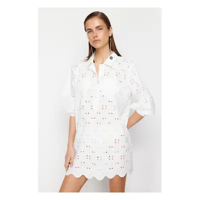 Trendyol White Mini Woven Beach Dress