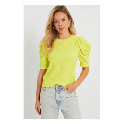 Cool & Sexy Women's Crepe Blouse Neon Yellow