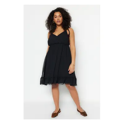 Trendyol Curve Black Chiffon Dress with Woven Straps