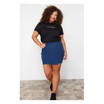 Trendyol Curve Blue Wrap Denim Shorts Skirt