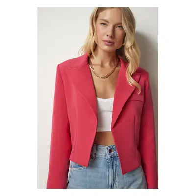 Happiness İstanbul Women's Pink Double Breasted Lapel Blazer Jacket