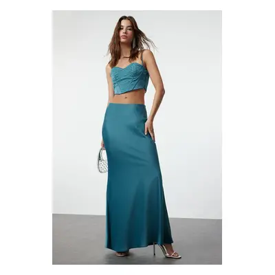 Trendyol Oil Weave Satin Long Skirt