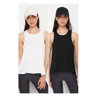 Trendyol Black and White 2-Pack Halter Neck Knitted Sports T-Shirt