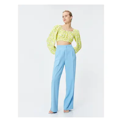 Koton Linen Blended Wide Leg Trousers