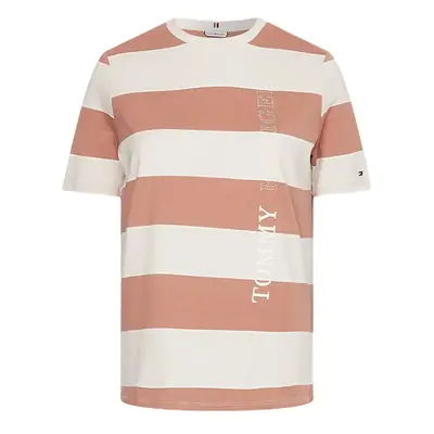 Tommy Hilfiger T-Shirt - REGULAR RUGBY STP C-NK TEE SS brown