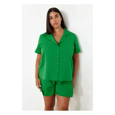 Trendyol Curve Green Shirt Collar Woven Pajama Set