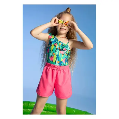 DEFACTO Girl One Shoulder Flamingo Print Swimsuit