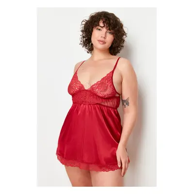 Trendyol Curve Burgundy Lace Detailed Babydoll