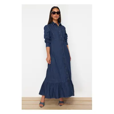 Trendyol Dark Blue Maxi Modest Denim Dress